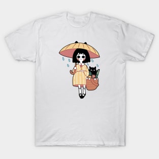 Kawaii Design “In the Rain“ | Cute Handmade Illustration | Cat Lover Gift | By Atelier Serakara T-Shirt